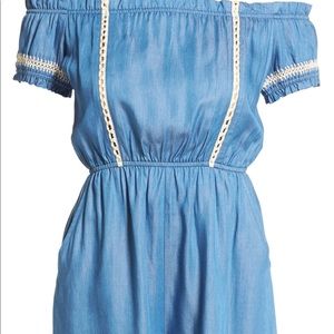 Chambray Off the Shoulder Romper